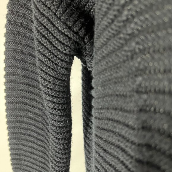 Vince Size L Black Drape Front Cardigan Cotton Ribbed - Picture 5 of 13